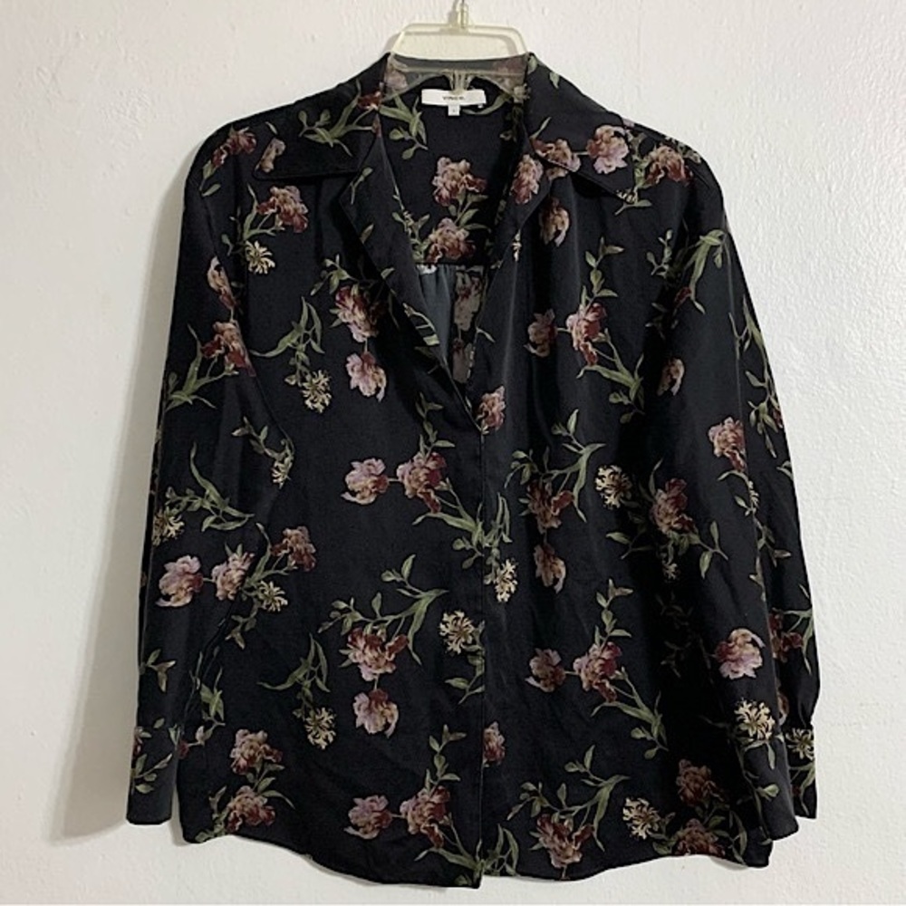 VINCE. Iris Honeysuckle 100% Silk Shaped Collar Pullover - Size S - Picture 8 of 14